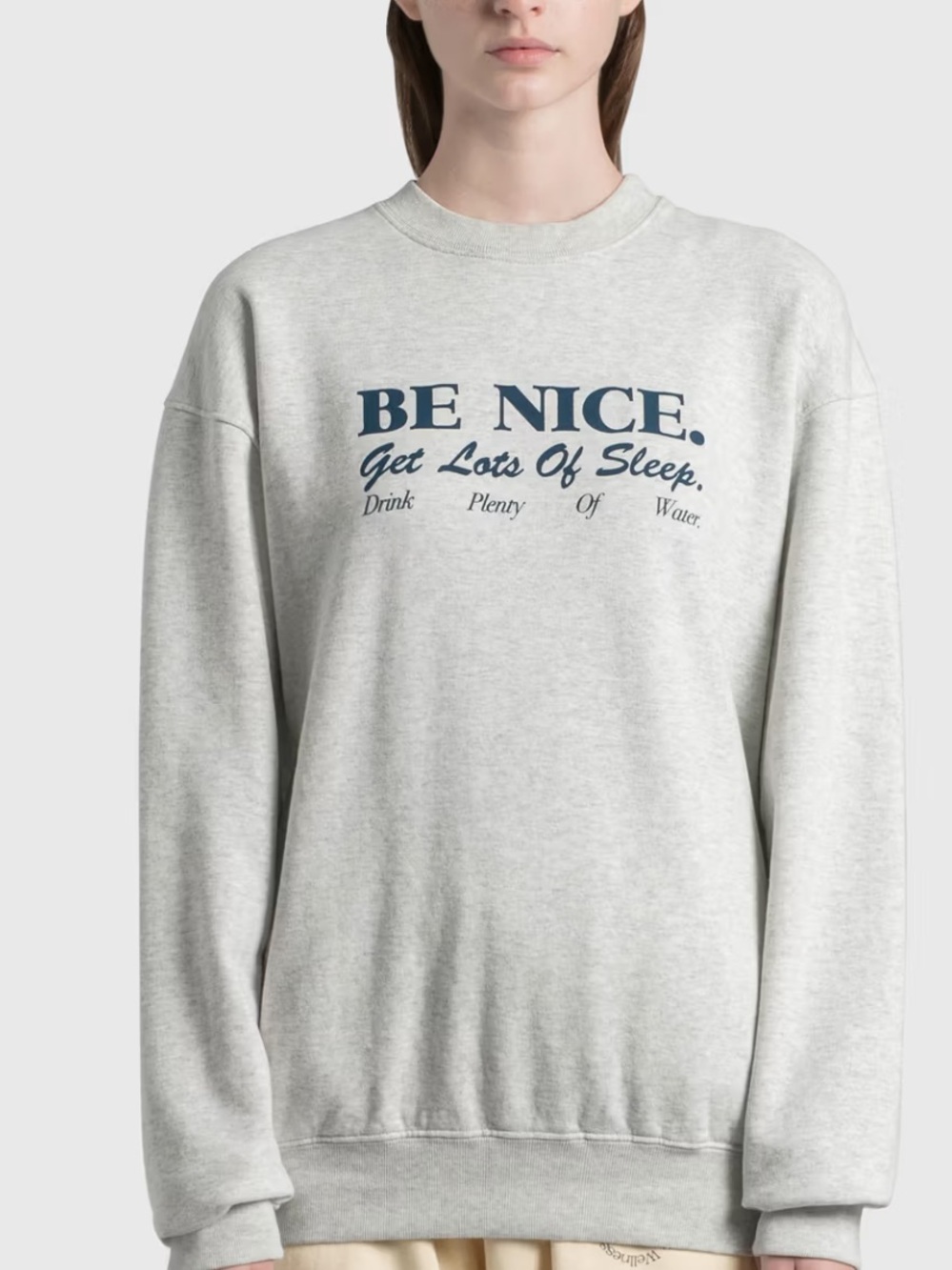 Sporty & Rich Be Nice Get Lots Of Sleep Crewneck Sweatshirt Gray Large